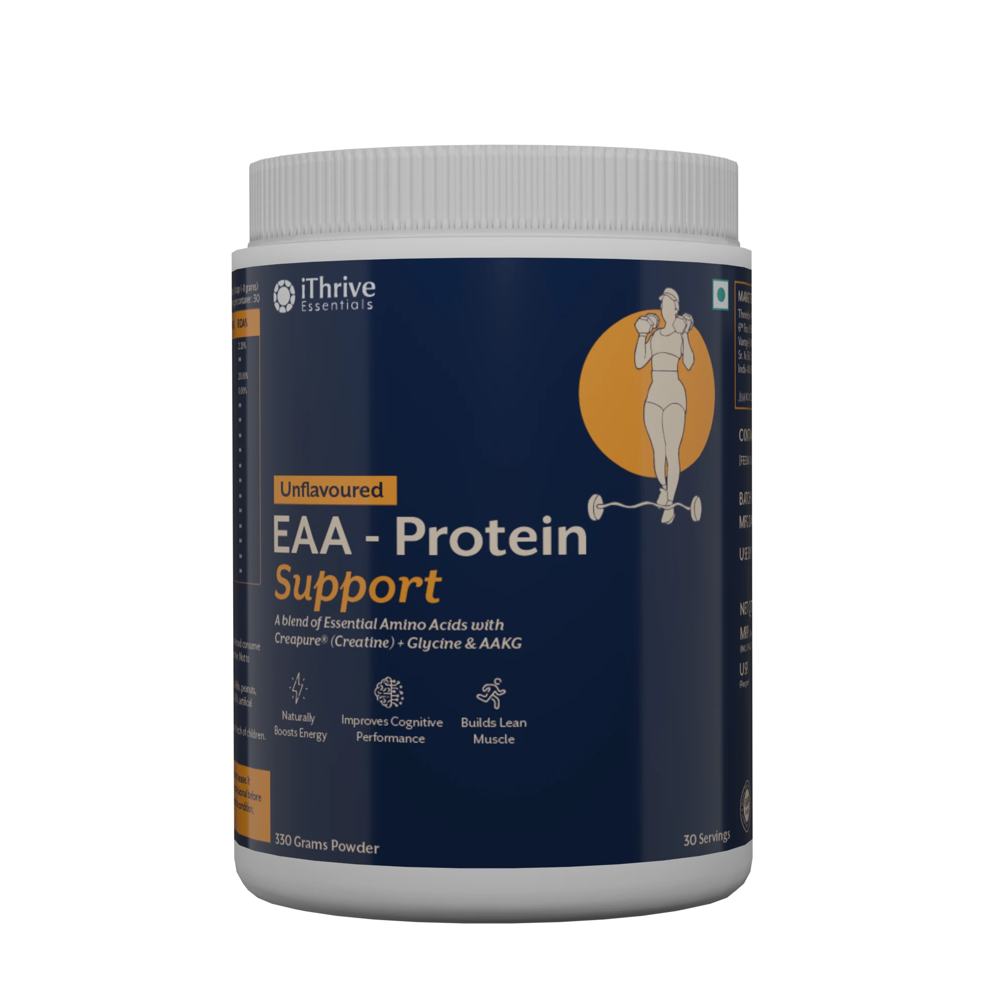 EAA Protein Support Unflavoured - Build Muscle, Boost Energy with BCAAs, Creapure® Creatine & Glycine - 330 Grams Jar